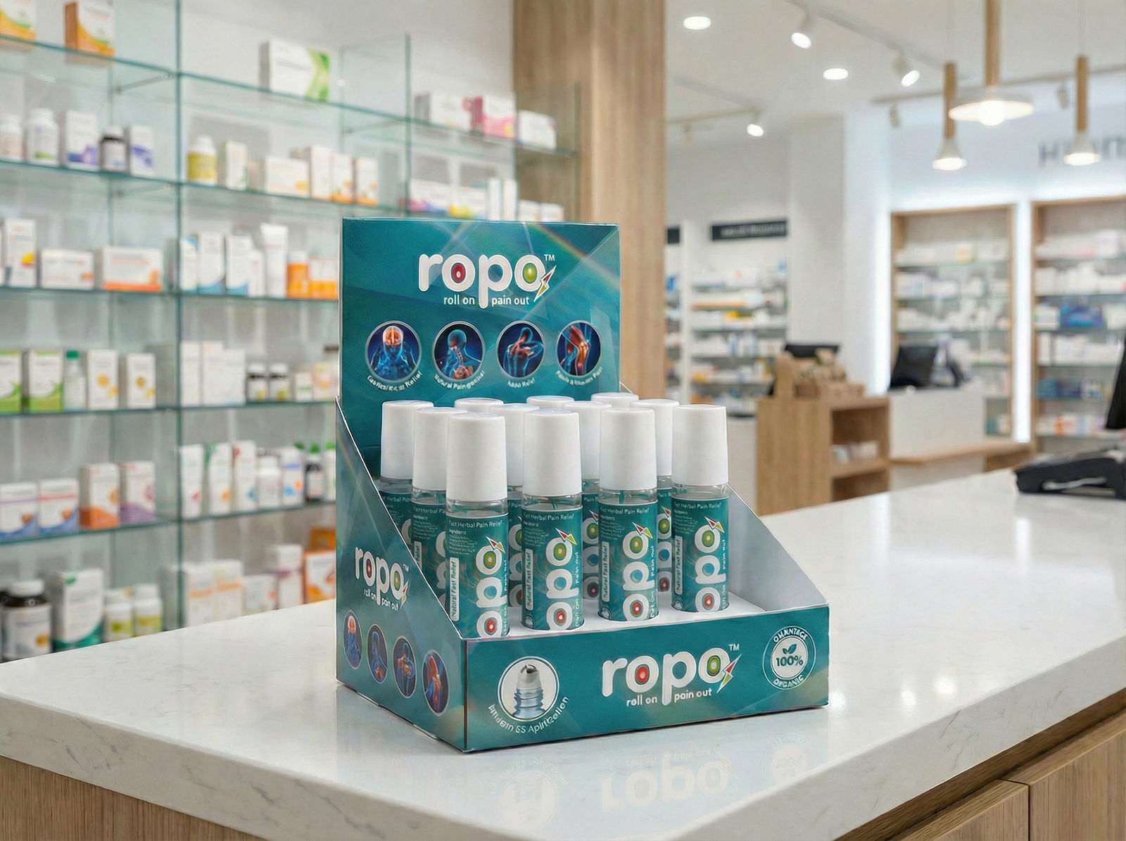ROPO premium pharmacy display campaign